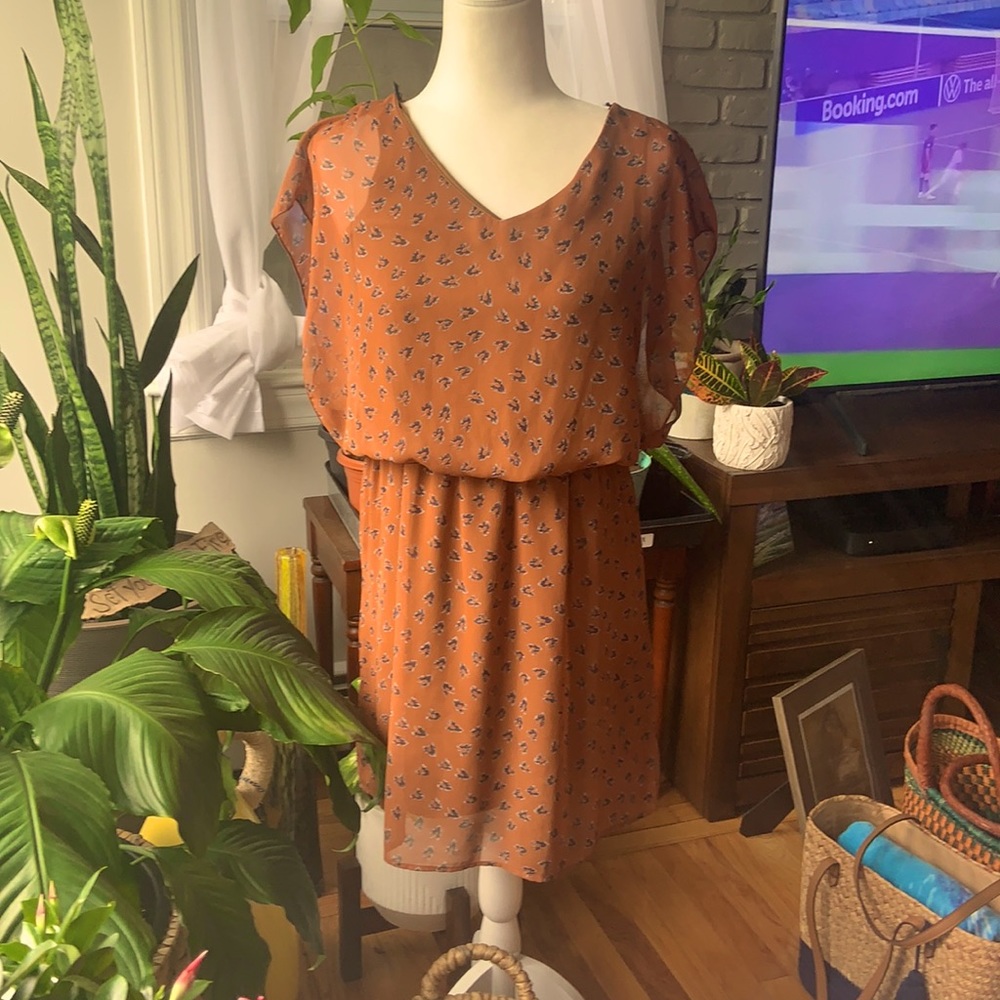 Navy Blue and Rust colored dress